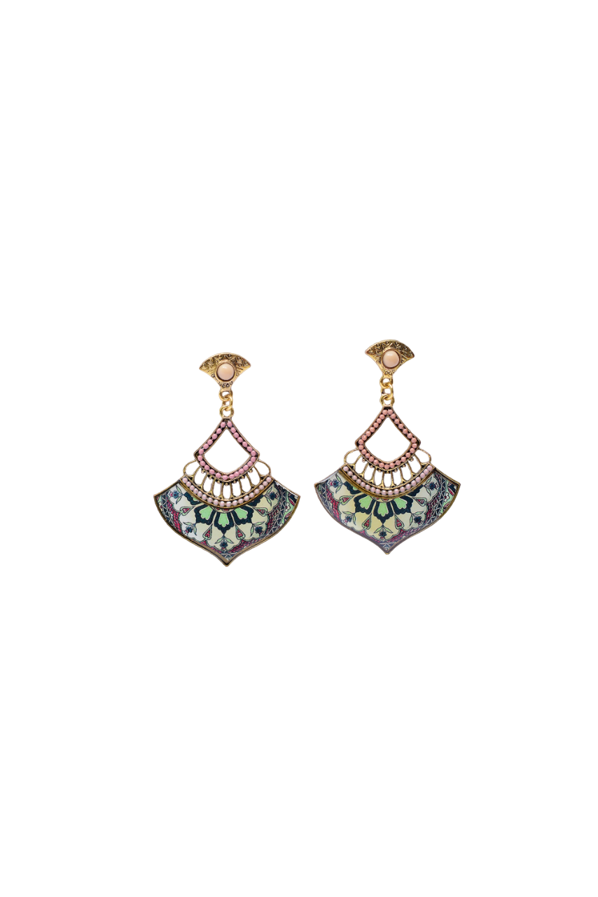 Namokriti Antique Silver Mandala Fan shaped Earrings for a Bold, Artistic Flair!